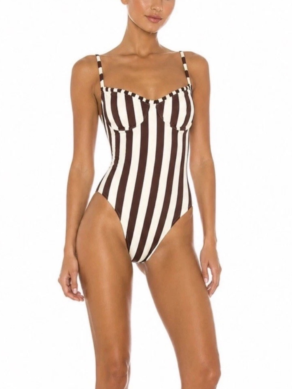 Onia Marilyn Underwire One Piece Swimsuit Chocolate Cherry Vanilla XS NWT